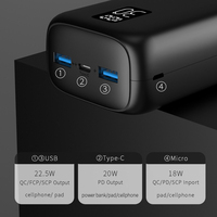 Double USB Li Polymer Battery LCD Digital Mobile Phone Charger Grande Capacité PD Charge Rapide 30000mAh Power Bank