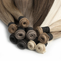 Extensions de cheveux Genius Weft en stock, cheveux russes vierges lisses, extensions de cheveux humains Genius Weft invisibles