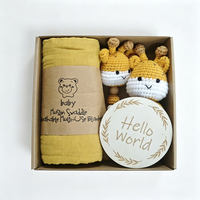Ensemble de couvertures pour bébé, coffret cadeau pour bébé, ensemble cadeau de naissance, hochet en crochet, chaîne de sucette pour coffret cadeau
