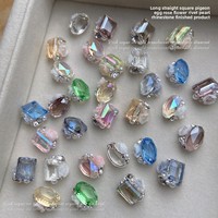 Perhiasan Kuku Kristal Pave Warna Transparan Seperti Es 2026 Baru Berbentuk Telur Merpati Sudut Siku Bunga Mawar Berhiaskan Rhinestone Kustom