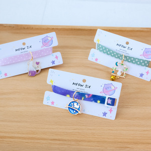Collier réglable multicolore pour chien et chat, élégant pendentif étoile/lune/chat en métal, tissu souple, design floral, libération rapide pour animaux de compagnie - Product Image 5