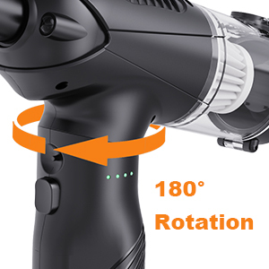 Aspirateur portatif sans fil noir rechargeable par USB avec plusieurs buses et fonction souffleur d'air pour voiture et maison - Product Image 3