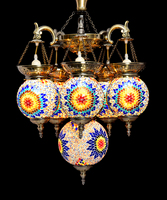 Lampe suspendue en mosaïque turque artisanale Marrakech 6 Globes, lustre marocain pour la décoration de la maison
