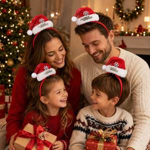 Women Kids Xmas Holiday Party Accessories 3 Styles Red <b>Sequin</b> Snowflake Plush Hair Band Christmas Santa Hat <b>Headband</b> - Product Image 4