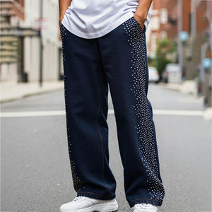 Abbigliamento sportivo con strass su misura e pantaloni Casual <span class=keywords><strong>in</strong></span> cotone Casual per <span class=keywords><strong>uomini</strong></span> e <span class=keywords><strong>donne</strong></span> sciolti e comodi per l'autunno - Product Image 1