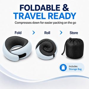 Oreiller de voyage ergonomique en mousse à mémoire de forme à rebond lent, personnalisable, portable, respirant et doux, pour le soutien de la nuque - Product Image 6