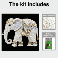 Kit de peinture artistique 3D DIY fait main avec perles et diamants, œuvre d'art éléphant en perles de luxe, peinture décorative pour la décoration intérieure