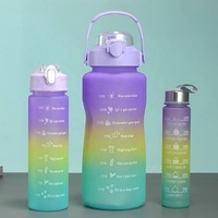 1 세트 3 개 2L 스포츠 물병 그라디언트 2000ml 900ml 500ml 보텔라 데 아구 플라스틱 체육관 물병