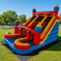 Tobogán Inflable Comercial Ecológico de PVC, Trampolín Rojo y Azul para Niños, Parque Infantil al Aire Libre, Fiesta de Cumpleaños
