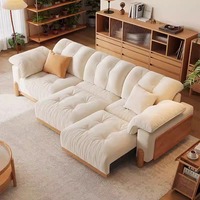 Canapé-lit multifonctionnel électrique en tissu style japonais, petit format familial, avec structure télescopique en bois massif pour usage domestique