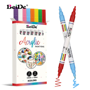 <span class=keywords><strong>Marcadores</strong></span> de Pintura Acrílica de Doble Punta, Opacos, Permanentes, Envío Rápido, 8 Colores, Herramienta Universal para Dibujo Profesional - Product Image 1