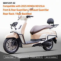 Compatible avec HONDA NS125LA : Barre de protection avant, protection d'échappement arrière, porte-bagages arrière, dossier en acier carbone