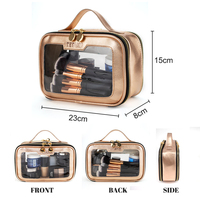 Étui à pinceaux de maquillage transparent imperméable à l'eau avec logo personnalisé, sac cosmétique en PVC durable et tendance