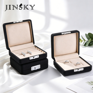 JINSKY Elegant Rectangle Jewelry <b>Box</b> With Velvet Interior Hasps Closure For Earrings And <b>Rings</b> Gift Storage Case - Product Image 2