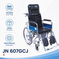Fauteuil roulant commode inclinable robuste en acier chromé avec dossier haut et repose-pieds relevable – Équipement de mobilité manuel