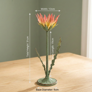 Candelabro de Hierro con Flores Rosas y Amarillas, Tallo Verde, Decoración para el Hogar, Artesanía Metálica Duradera - Product Image 2