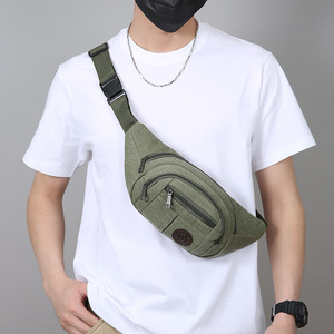 Men's Canvas Waist Bag Multi Functional Outdoor Travel Hip Pack Khaki Brown Black Army Green - Product Image 2