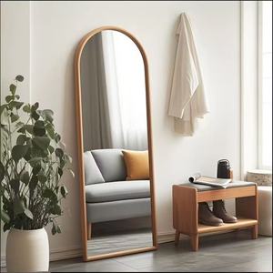 Miroir de salon mural encadré en bois naturel, miroir de <span class=keywords><strong>coiffure</strong></span> de luxe, miroir de coiffage en arche pour salon - Product Image 6