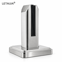 Support de verre pour clôture de piscine en acier inoxydable 304 à base carrée, à fixation au sol, avec vis double latérale pour quincaillerie de garde-corps en verre sans cadre