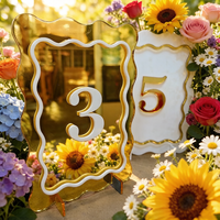 Numéros de table en acrylique miroir personnalisés en or, argent, noir, rose, blanc, formes personnalisées, 1 à 50, écologiques, logo personnalisé pour mariage et fête