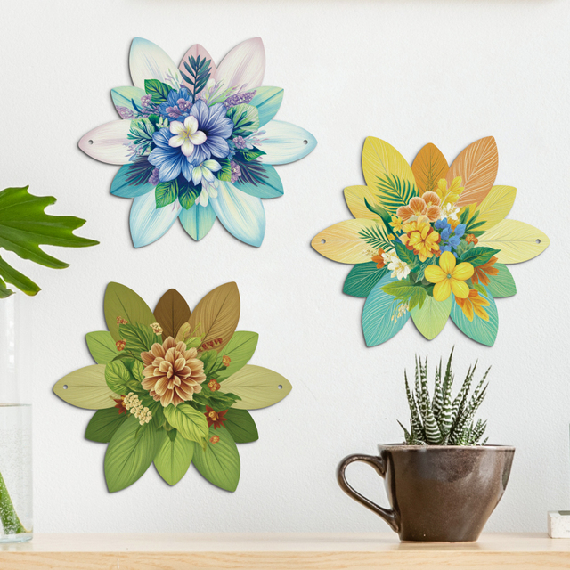 Flower Shaped Metal Sign Set Vintage Floral Tin Sign Collection for Garden Wall Decoration