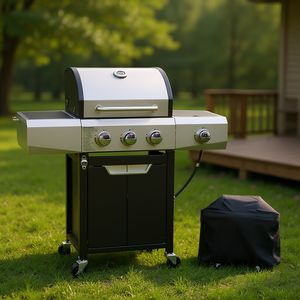 DB 3-Burner <b>Stainless</b> <b>Steel</b> Propane <b>Gas</b> Grill with Side Burner and Cover for Outdoor <b>BBQ</b> Camping - Product Image 2