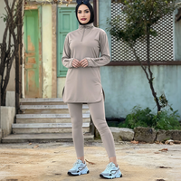 Vêtements de sport musulmans modestes pour femmes, respirants, à séchage rapide, en gros, personnalisés, ensemble deux pièces uni pour la course à pied