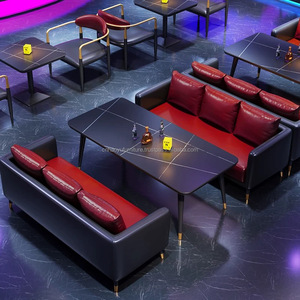 Cabine de café orange rétro de luxe Tables en bois de bouleau massif Ensemble de chaises de salle à manger vertes Mobilier de bar design pour restaurant rapide moderne - Product Image 6