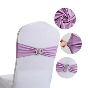 Alta qualità banchetto festa fiocco nodo decorazione Stretch elastico pesca Spandex sedia da sposa telai con fibbia