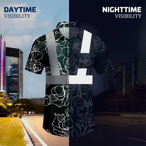 Camicia da Lavoro Riflettente ad Alta Visibilità per <span class=keywords><strong>Uomo</strong></span> con Design Personalizzato, Stampa Floreale, Antirughe e Traspirante - Product Image 2