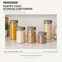 Contenants de stockage alimentaire personnalisés pour garde-manger, bocaux transparents en PET avec couvercles pour riz, flocons d'avoine, haricots, céréales, pâtes, organisation de la cuisine, vente en gros