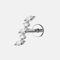 TOPOSH Royal Crown Jewelry a Five Stone Princess Cut Ears Type con un hilo interno para cartílago y Piercing de hélice