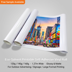 Rollo de vinilo de impresión en blanco Material de publicidad grande Rollo de vinilo de PVC blanco mate brillante Rollo de vinilo autoadhesivo imprimible - Product Image 1