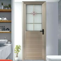 Porte en verre trempé double couche en alliage titane-magnésium, demi-verre, demi-panneau, style minimaliste, idéale pour les salles de bain et les cuisines