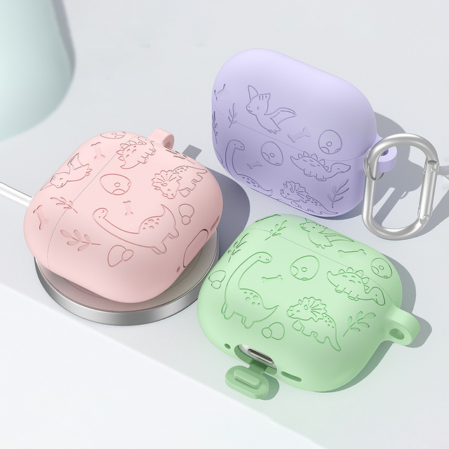 Engraved Cute Cartoon Design Silicone Case for Airpods 4 with Keychain Soft Rubber Earphone Protective Shell Cover