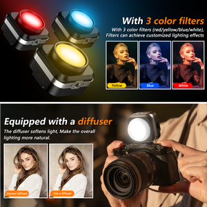 Lumière de remplissage magnétique 2700-6500K 3 températures de couleur Double trou de filetage 1/4 pouces Lumière vidéo <span class=keywords><strong>LED</strong></span> Trou ARRI Photographie éclairage - Product Image 4