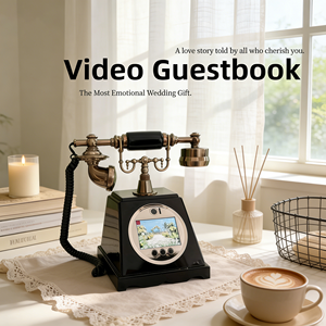 โทรศัพท์สมุดเยี่ยมชมวิดีโอแบบย้อนยุค 1080P, สินค้าใหม่พร้อมส่งเร็ว สมุดเยี่ยมชมแบบเสียง, โทรศัพท์โบราณสำหรับงานแต่งงานและงานปาร์ตี้ - Product Image 3