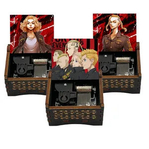 Anime Tokyo Revengers Black Wooden Music Box 18 Note Mechanical Cry Baby Song Fans Friends Birthday Present Cosplay Decor