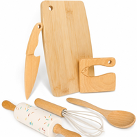 Juego de Cocina de Madera de 6 Piezas, Utensilios de Cocina de Juguete Seguros para Niños, Cocina de Juguete para Niños