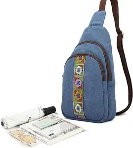 Squisita borsa Messenger a tracolla Multi-tasca stile Vintage stile minimalista borsa ricamata tracolla stile uomo