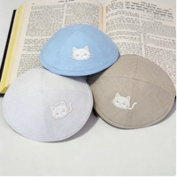 Kippot en coton et polyester avec logo brodé 3D personnalisé, pour usage quotidien, yarmulke juive, kippa en lin de style distinctif, vente en gros