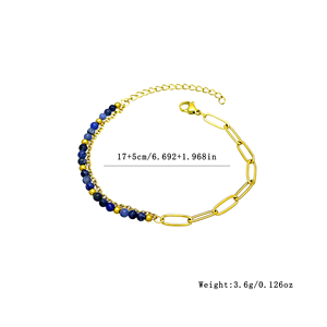In-Stock 4mm Natural Stone Double Layer <b>Bracelet</b>, Stainless Steel Howlite Sodalite Jewelry for Mother's Day Promotions - Product Image 5