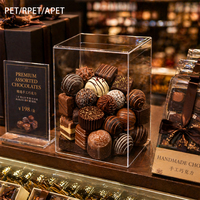 Boîte d'emballage pour chocolat en PET transparent recyclable sans BPA, personnalisée avec fermeture à rabat, estampage et gaufrage, qualité alimentaire, boîte cadeau transparente