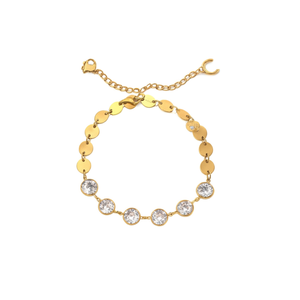 <b>Crystal</b> Bracelet 316L Stainless Steel PVD Gold Plating Sustainable Resistant <b>Jewelry</b> for Women - Product Image 2