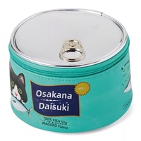 Sac de rangement en PU mignon en forme de boîte de conserve de sardines avec motif animal, design cylindrique de chat de dessin animé et poisson pour filles, pochette à cosmétiques