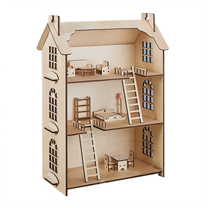 Casa de muñecas de madera en miniatura, muebles de casa de muñecas en miniatura, ooden ooiy Miniature ollollhouse Kit, venta al por mayor, 1:12 - Product Image 3