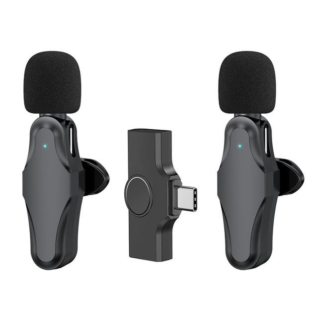 3 in 1 Dual Lapel Handheld Dynamic Wireless Microphone with Type C Connector for Camera Interviews Live Streaming