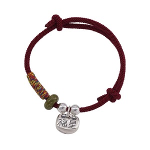 Retro Chinese Style Pure Silver Lucky Charm <b>Bracelet</b> Red Brown <b>Rope</b> Unisex Everyday Wear - Product Image 5