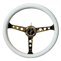 Volant de voiture personnalisé 15 pouces 380mm ABS blanc Grip Gold Bracket Volant de simulateur de course Volant de dérive