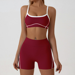 <span class=keywords><strong>Ensemble</strong></span> de sport 2 pièces respirant pour <span class=keywords><strong>femme</strong></span>, en Spandex/Nylon, coupe ajustée, jambes évasées, blocs de couleur contrastés, pour l'extérieur - Product Image 5
